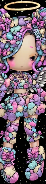 Free kawaii angel bookmark featuring cotton buds outfit pastel kawaii angel